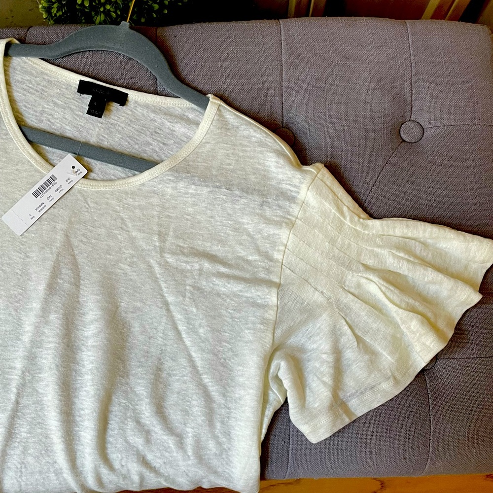 J. Crew linen flutter sleeve blouse